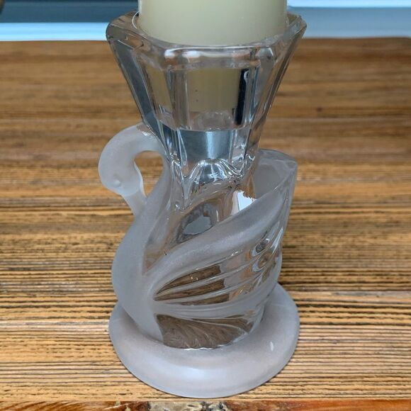 PartyLite Crystal Swan Pair Elegant Candle Holders NWOT - Picture 3 of 15